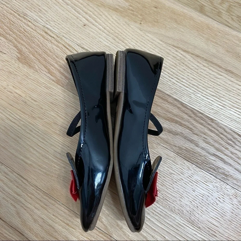 Gap Disney Minnie Mouse Toe Flats Sz 11 Black Red